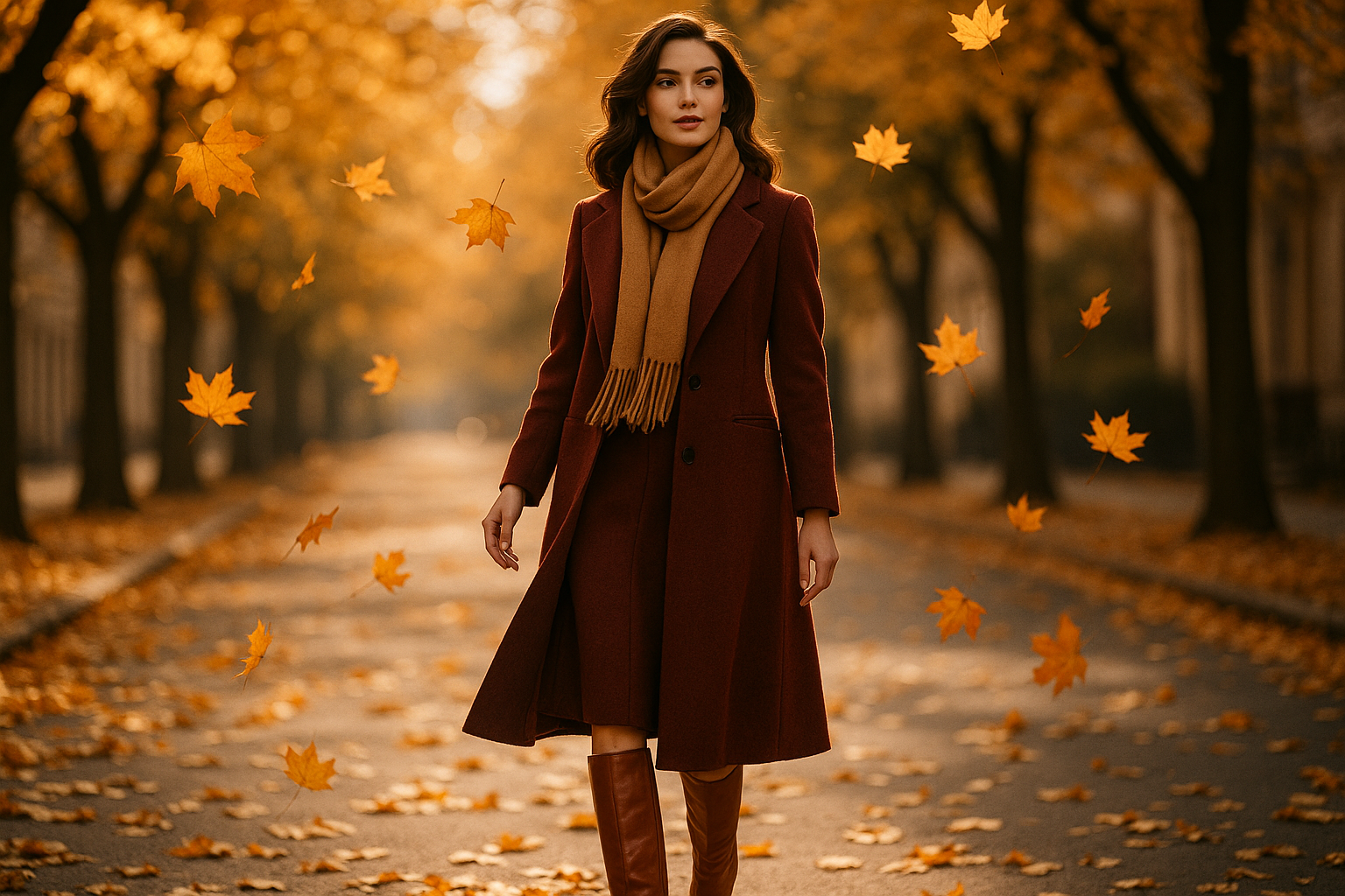 similar to the last image you did, a women's lifestyle fall colors high fashion picture