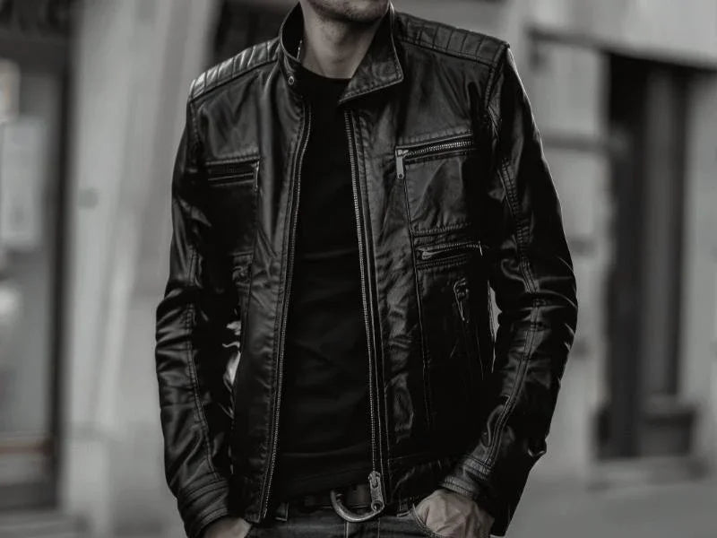 Men’s Leather Jacket - Classic Black European Style