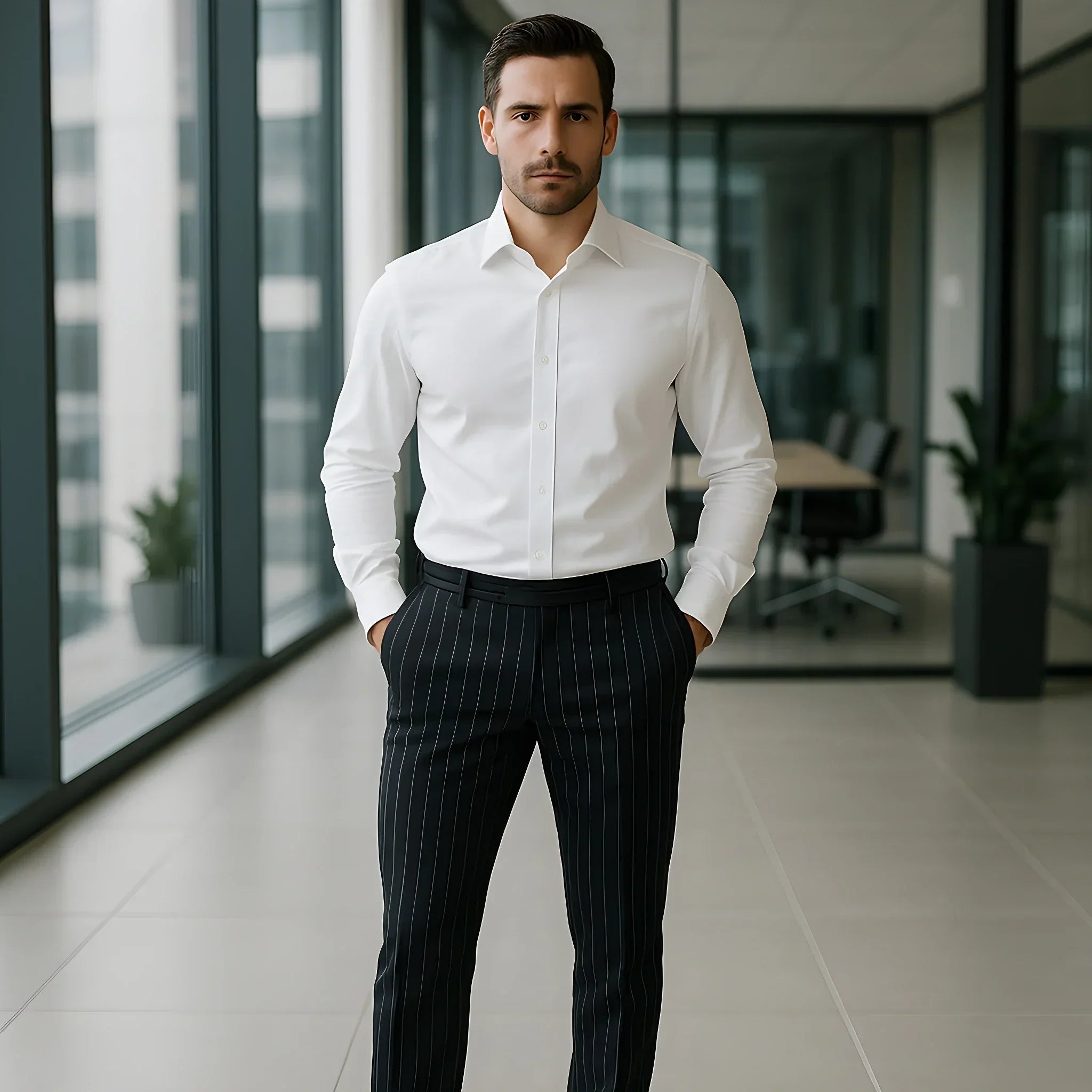 BENCIVENGA Elegant Striped Viscose Dress Pants for Men