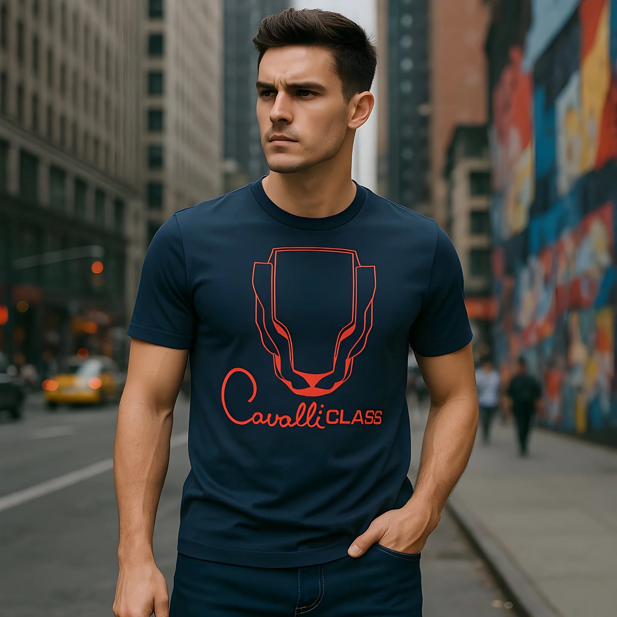 Man wearing premium graphic tee