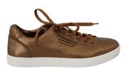 Dolce & Gabbana Golden Metallic Leather Sneakers