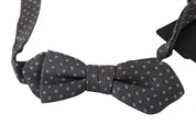 Dolce & Gabbana Elegant Silk Gray Circle Pattern Bow Tie