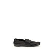 Prada Black Calf Leather Bos Taurus Slip-On Loafers