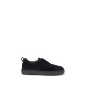 Santoni Black Calf Leather Bos Taurus Low Top Sneakers
