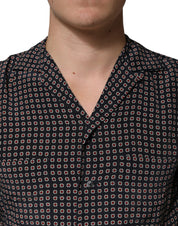 Dolce & Gabbana Black Patterned Silk Men Button Down Shirt