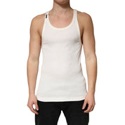 Dolce & Gabbana Ivory Cotton Ribbed Sleeveless Tank Top  T-shirt