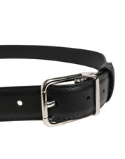 Dolce & Gabbana Men Black Classic Leather Metal Buckle Belt