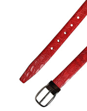 Dolce & Gabbana Men Red Exotic Leather Metal Buckle Belt