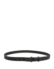 Dolce & Gabbana Men Black Calf Leather Logo Metal Buckle Belt