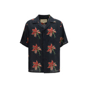 Valentino Black Linen Pattern Shirt
