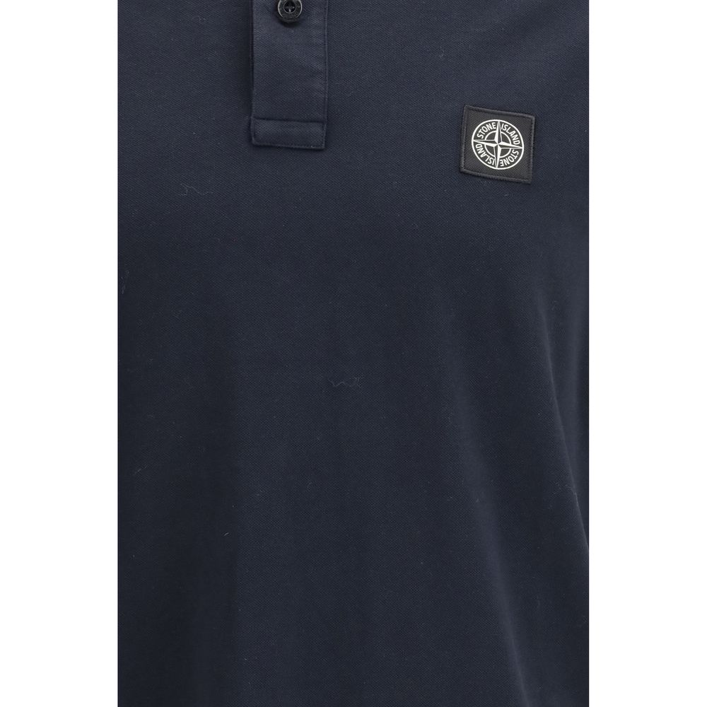 Stone Island Blue Cotton Polo Shirt