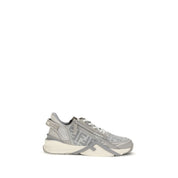 Fendi Gray Calf Leather Bos Taurus Athletic Sneakers