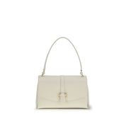 Ferragamo White Calf Leather Bos Taurus Shoulder Bag