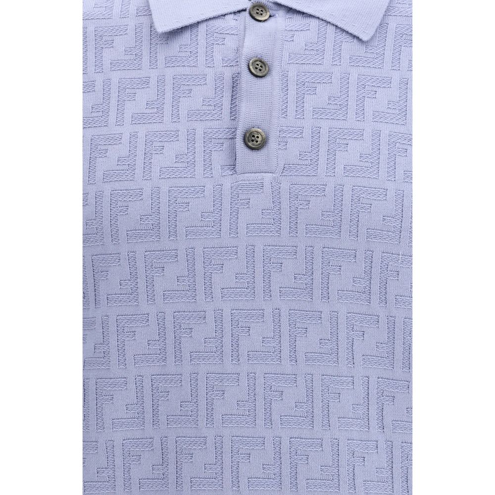 Fendi Blue Cotton Polo Shirt