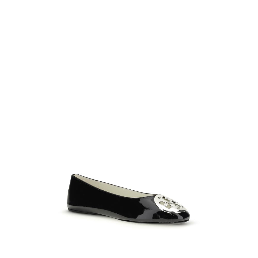 Tory Burch Black Calf Leather Bos Taurus Ballet Flats