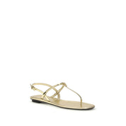 Prada Silver Calf Leather Bos Taurus Flat Sandals