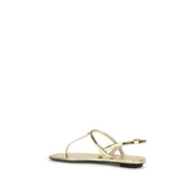 Prada Silver Calf Leather Bos Taurus Flat Sandals