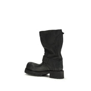 Balenciaga Black Calf Leather Bos Taurus Lace-Up Boots