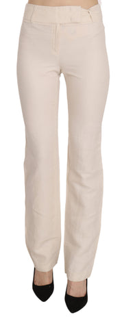 LAUREL White High Waist Silk Blend Flared Dress Trousers Pants