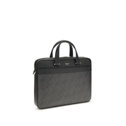 Ferragamo Gray Calf Leather Bos Taurus Briefcase