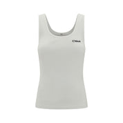 Chloé Beige Cotton Sleeveles T-Shirt