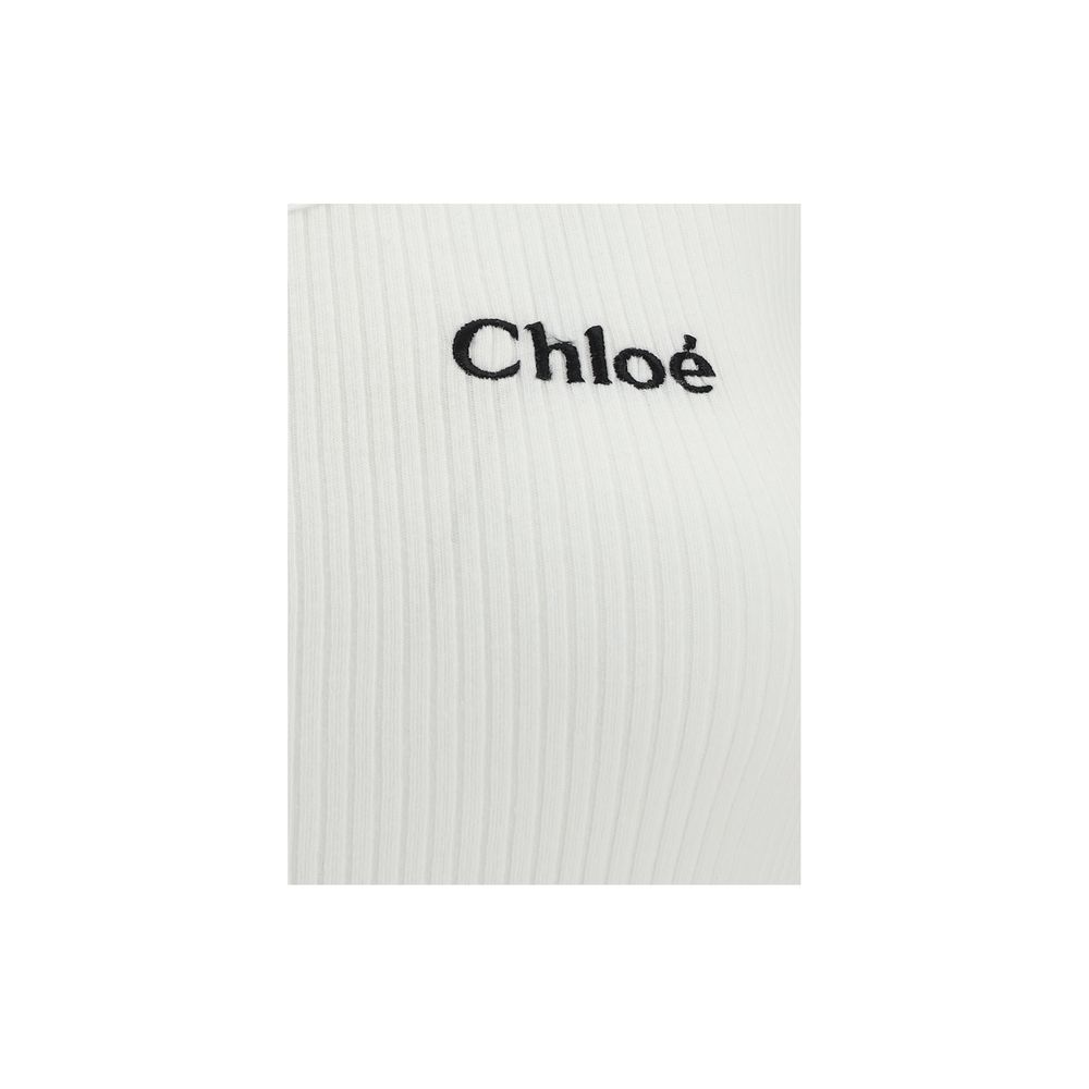 Chloé Beige Cotton Sleeveles T-Shirt