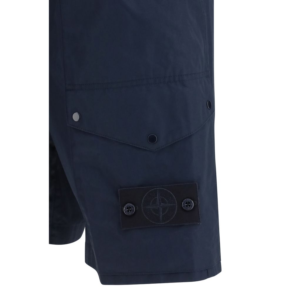 Stone Island Blue Cotton Bermuda Shorts