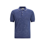 Brooksfield Blue Linen Polo Shirt