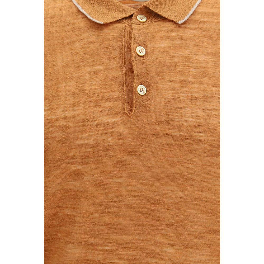 Brooksfield Orange Linen Polo Shirt