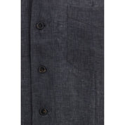 Brunello Cucinelli Gray Linen Pattern Shirt