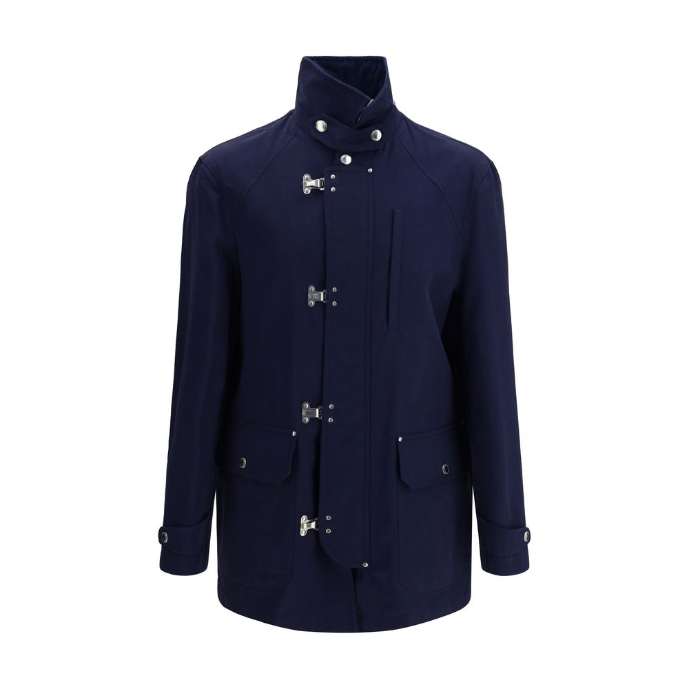 Brunello Cucinelli Blue Cotton Full-Length Jacket