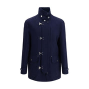 Brunello Cucinelli Blue Cotton Full-Length Jacket