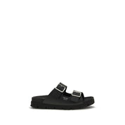 Prada Black Calf Leather Bos Taurus Flat Sandals