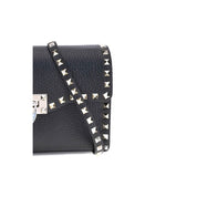 Valentino Garavani Black Calf Leather Bos Taurus Shoulder Bag