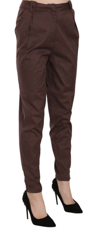 Just Cavalli Brown High Waist Tapered Formal Trousers Pants