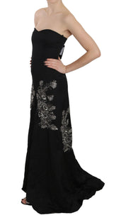 John Richmond Black Sequined Flare Ball Gown Dress