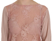 PINK MEMORIES Pink Lace See Through Long Sleeve Blouse