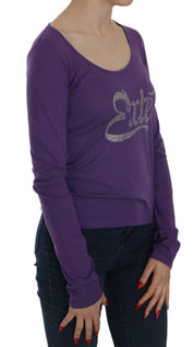 Exte Purple Crystal Embellished Long Sleeve Casual Top