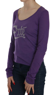 Exte Purple Crystal Embellished Long Sleeve Casual Top
