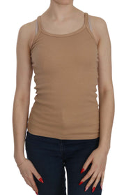 PINK MEMORIES Beige Sleeveless Spaghetti Strap Tank Blouse