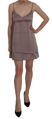 PINK MEMORIES Purple Spaghetti A-line Mini Silk Dress