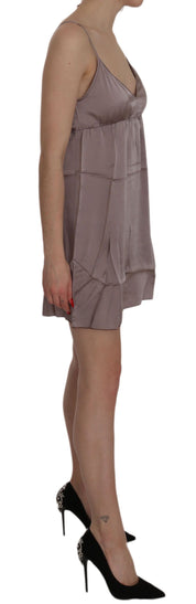 PINK MEMORIES Purple Spaghetti A-line Mini Silk Dress
