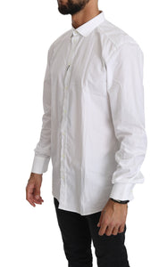 Dolce & Gabbana Elegant White Cotton Gold Fit Shirt