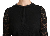 Dolce & Gabbana Black Lace Long Sleeve Nylon Blouse