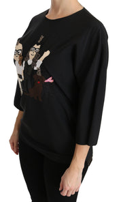 Dolce & Gabbana Black #dgfamily Top T-shirt Silk Blouse