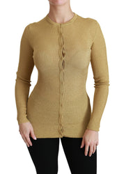 Dolce & Gabbana Gold Long Sleeve Cardigan Viscose Sweater