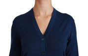 Dolce & Gabbana Blue Button Cardigan Virgin Wool Sweater