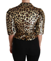 Dolce & Gabbana Blazer Gold Leopard Sequined Jacket