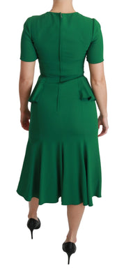 Dolce & Gabbana Green Heart Patch Mermaid Midi Viscose Dress