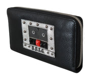 Dolce & Gabbana Elegant Black Leather Zip Continental Wallet